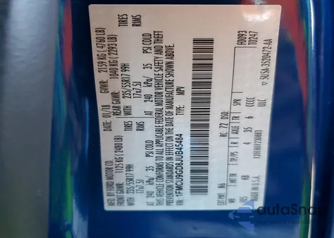 2018 Ford Escape Se from USA, damaged, VIN 1FMCU9GD8JUB45484